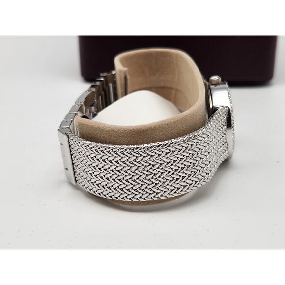 NOS Ladies Jules Jurgensen Crystal Silver Mesh Watch - New Battery - Picture 9 of 15